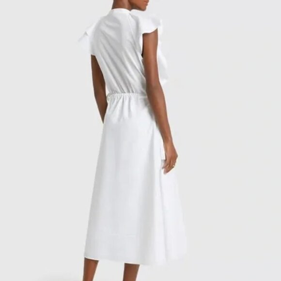 G. LABEL BY GOOP Connie Ruffle Mid-Length Dress Diner En Blanc Barbiecore - Picture 4 of 14